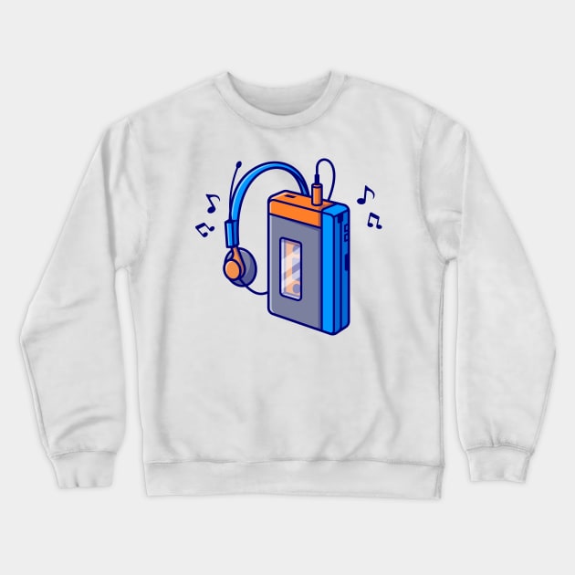 Music Player Cassete Tape Cartoon Crewneck Sweatshirt by Catalyst Labs